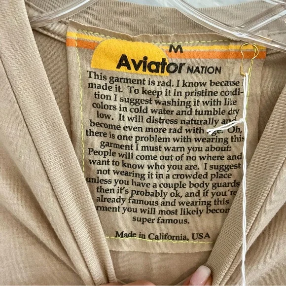 tan Aviator Nation soft tee medium - Picture 2 of 3